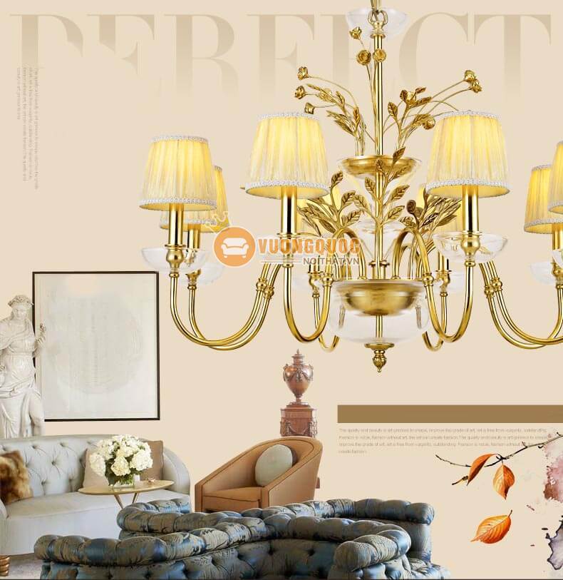 Đèn chùm đồng cao cấp phong cách đồng quê pháp ABR142-1